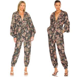Rococo Sand Jane Jumpsuit Black Floral M Medium NWT